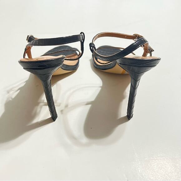 Sam Edelman Black Doran Faux Croc-effect Leather Strappy Sandal Size 10 - Picture 9 of 10